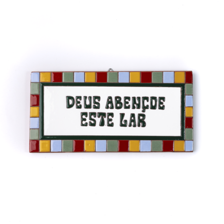 Placa Grande · Deus Abençoe Este Lar · Quadradinho Colorido