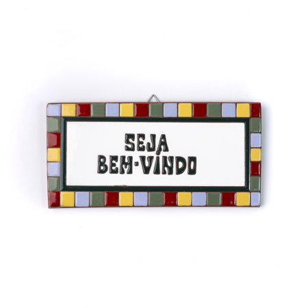Placa Grande · Seja Bem-Vindo · Quadradinho Colorido