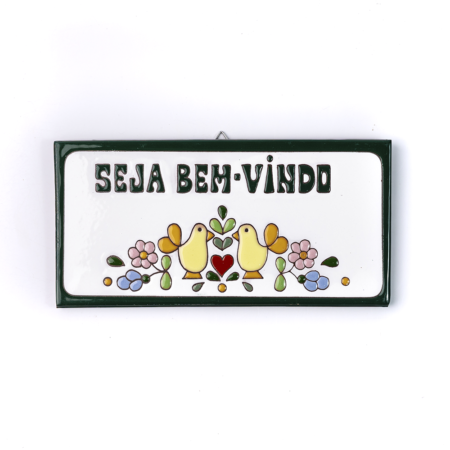 Placa Grande · Seja Bem-Vindo · Casal De Pássaros