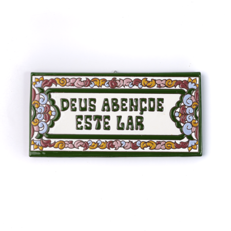 Placa Grande · Deus Abençoe Este Lar · Italiano Verde